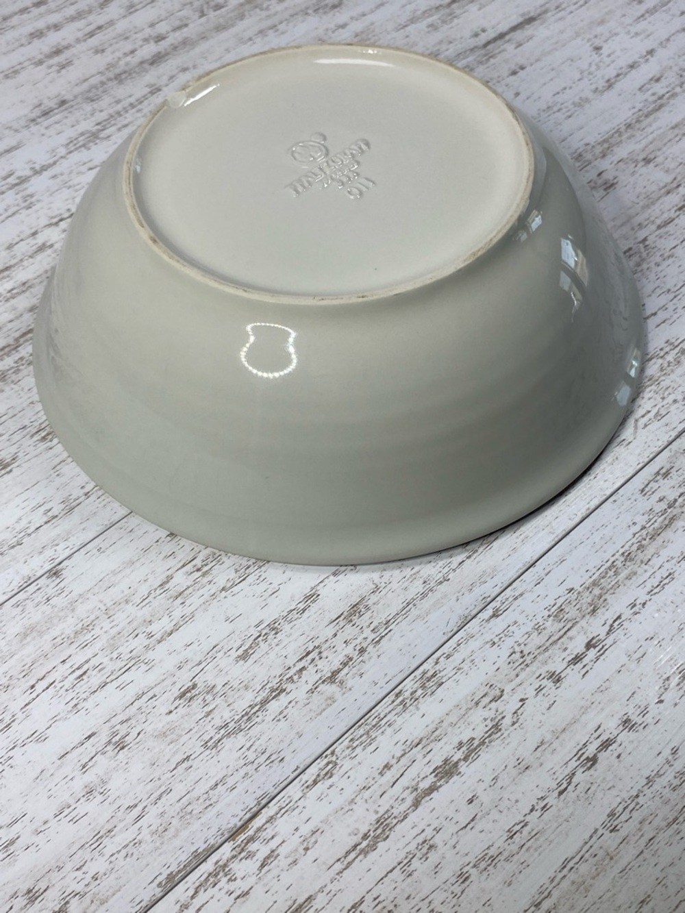Pfaltzgraff Stoneware Salad/Soup Bowl with Green Blue Rim Stripe - Picture 8 of 9